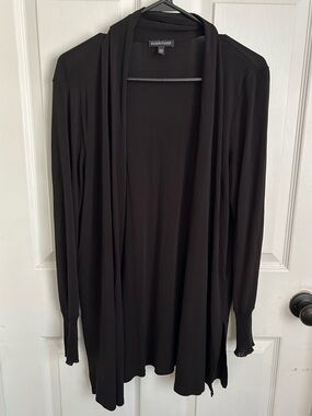 Eileen Fisher 100% Silk Black Open Front Cardigan Womens Large